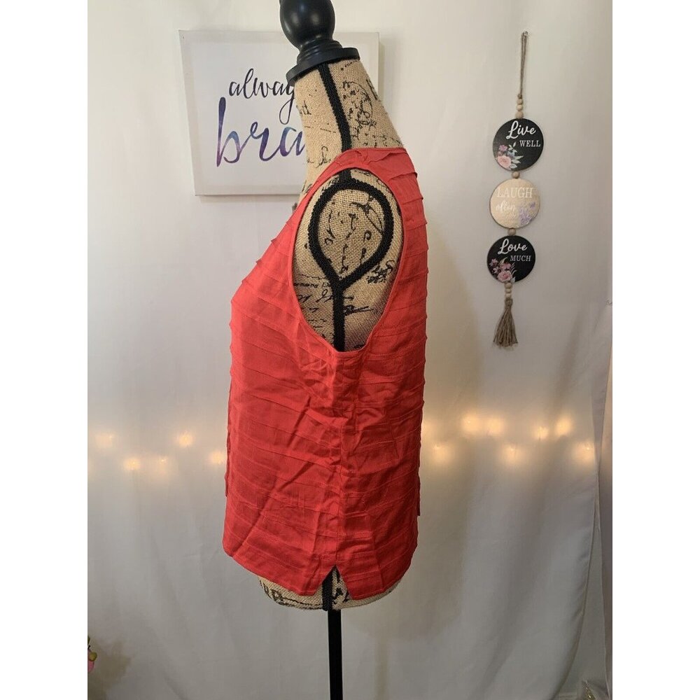 (E-133)Cynthia Steffe Women’s Red Sleeveless Blouse Size 12 Elegant Casual Top - Picture 3 of 7